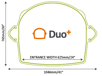 Image of the small Duo Plus footprint with dimensions